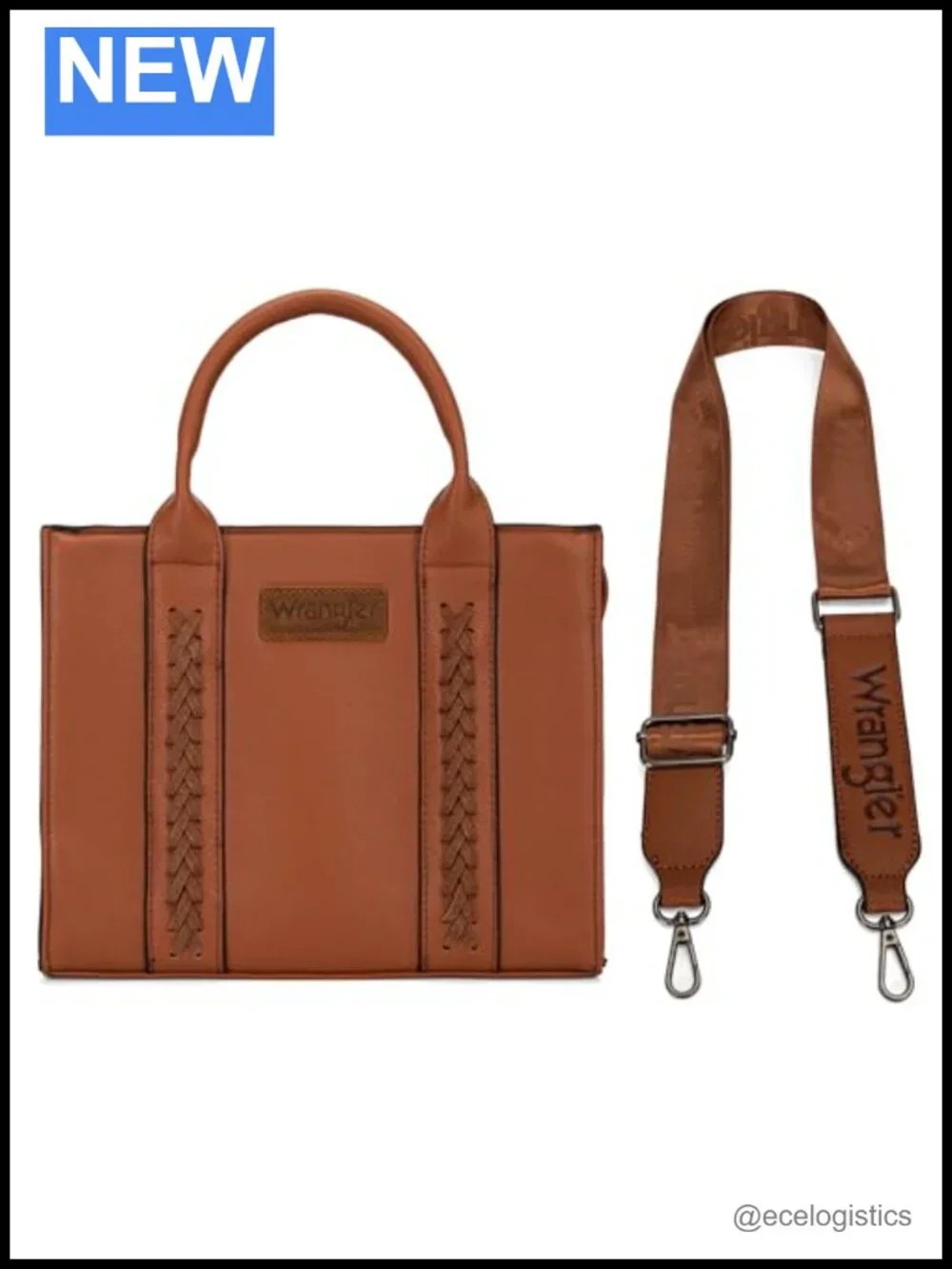 Wrangler Tote Satchel Handbag Crossbody Vegan Leather Whipstitch